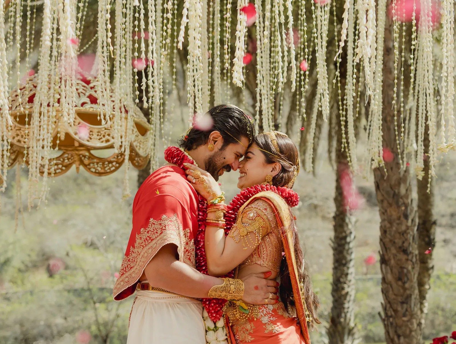 Wedding couple under mandap